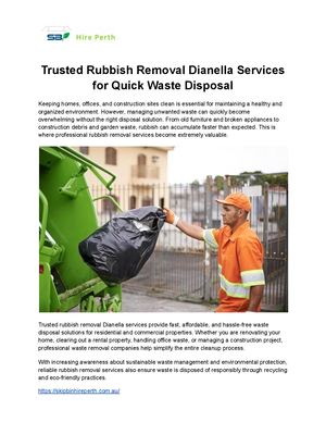 Trusted Rubbish Removal Dianella Services for Quick Waste Disposal