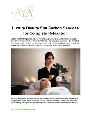 Luxury Beauty Spa Carlton Services for Complete Relaxation