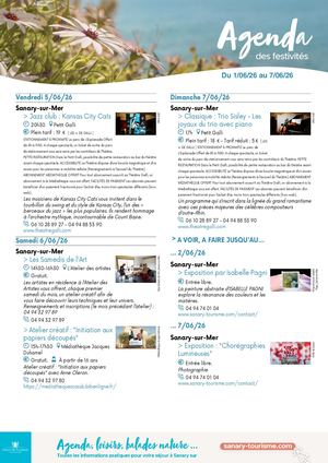 Agenda de la semaine du 01 au 07 juin 2026