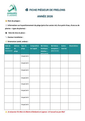 Fiche piégeur 2026