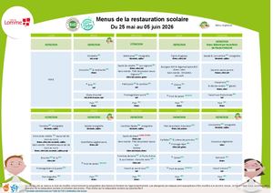 Menus Scolaires Du 25 Mai Au 05 06 26
