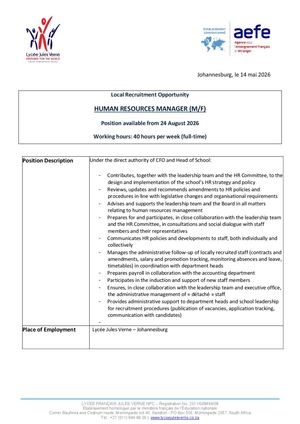 Job Post Hr Manager
