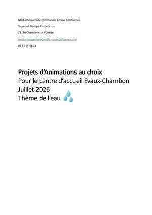 Projets Animation Eau Juillet 2026