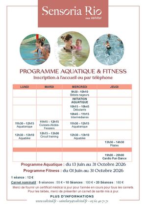 Programme Sportif Aquatique Et Horaires Salle De Fitness été 2026
