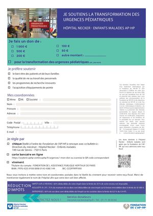 Bulletin de soutien - réaménagement des Urgences Hôpital Necker-Enfants malades
