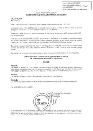 DP 2026 075 Marches Transport Scolaires Piscines Communutaires