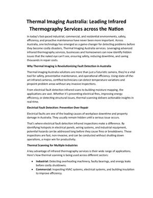 Thermal Imaging Australia: Leading Infrared Thermography Services across the Nation