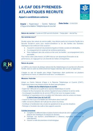 06 26 Appel à Candidatures Cdd Hyperviseur Cnat