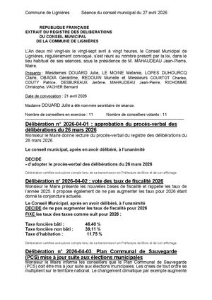 Conseil municipal du 27 Avril 2026