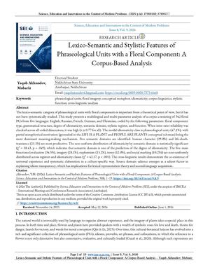 Lexico Semantic And Stylistic Features Of Phraseological Units With A Floral Component