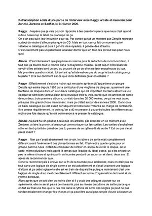 Interview Raggy, Zenzile, Zentone, Bad Fat
