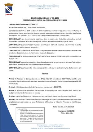 DM 18 2026 - Prestation Dj Pour Bal Populaire