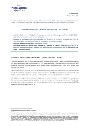 Résultats semestriels 2025/2026