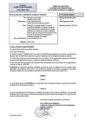 PC 26 Q 0015 - Arrêté