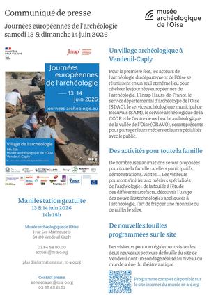 Communiqué de presse Journées européennes de l'archéologie