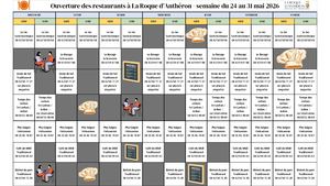Tableau Des Restaurateurs Du 24 Au 31 Mai