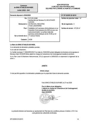 DP 26 Q 0101 - Arrêté