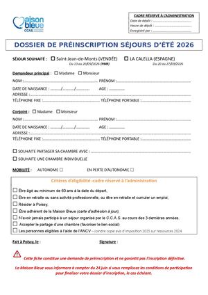 Dossier De Préinscription