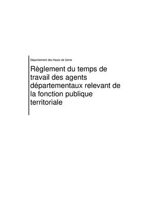 Règlement Du Temps De Travail