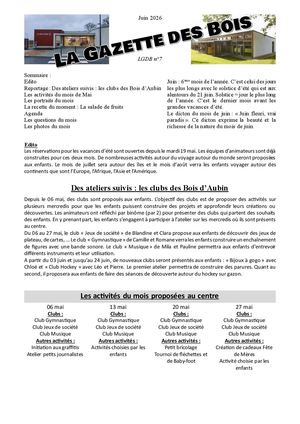 La Gazette Des Bois N°7 Juin 2026