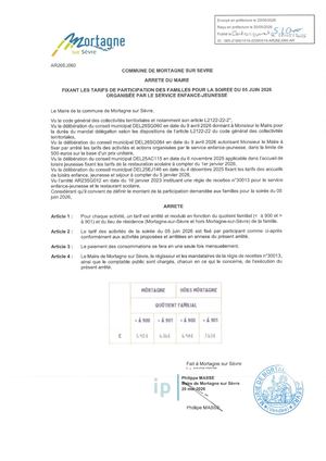 AR26EJ060 - TARIFS ENFANCE JEUNESSE SOIREE DU 5 JUIN 2026