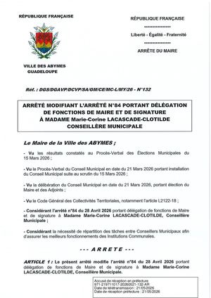 Arrêté N°132 - LACASCADE CLOTILDE