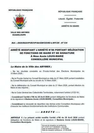Arrêté N°134 - LOUIS MARIE