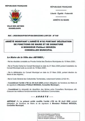 Arrêté N°140 - MOUEZA
