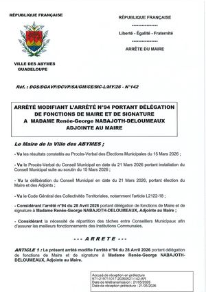 Arrêté N°142 - NABAJOTH DELOUMEAUX