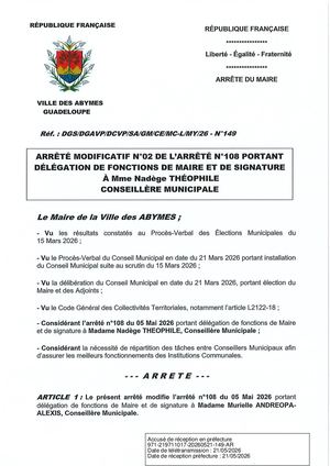 Arrêté N°149 - THEOPHILE