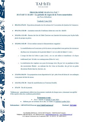 Programme Mahana Pae Matari'i I Raro