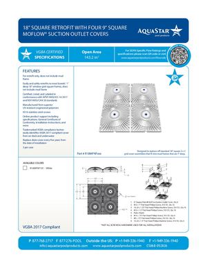 R18MFNFxxx - 18'' Retrofit Square Mud Frame With Four 9'' Square Moflow Suction Outlet Covers (CS068)