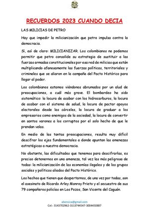 Recuerdos 2023 Cuando Decia