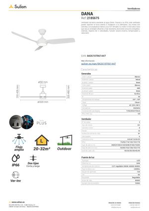 Ventilador de techo DANA Sulion IP66 | Exterior, LED y función verano-invierno
