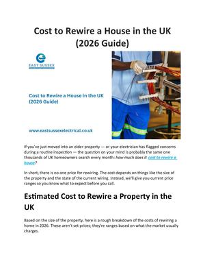 Comprehensive 2026 UK House Rewiring Cost Guide and Process Overview