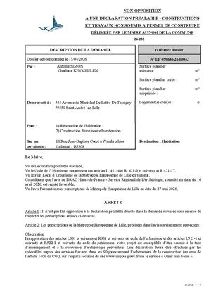 Arrêté 26 232 10 Rue Jean Baptiste Corot