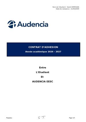 Contrat D'adhésion Et D'application 2026 Sciences Com 1ière Année (Avec Sirius)