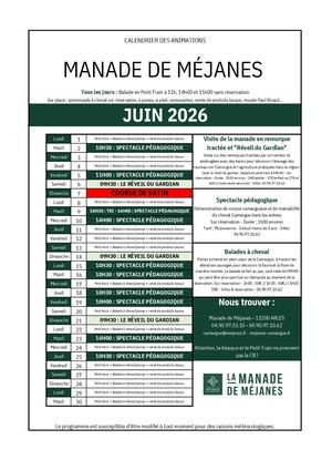 2026 06 Calendrier Manade De Méjanes