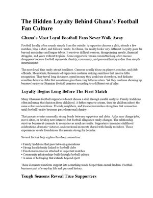 The Hidden Loyalty Behind Ghana’s Football Fan Culture