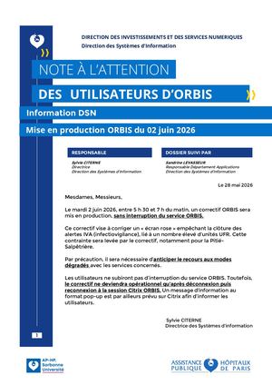 Dsn Orbis Mis En Production 2 Juin 2026