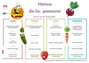 Menus Du 01 Au 05 Juin 2026