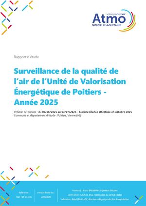 Surveillance de la qualité de l’air de l’Unité de Valorisation Énergétique de Poitiers - Année 2025