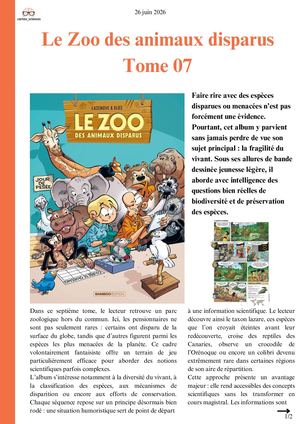 Le Zoo Des Animaux Disparus Tome 07 Cortex Sciences Chronique 2026