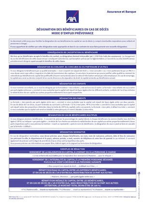 Formulaire De Désignation Bénéficiaire Prévoyance Axa