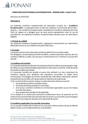 Politique Sérénité Conditions Générales De Vente Du 1er Avril 2026 Au 31 Juillet 2026