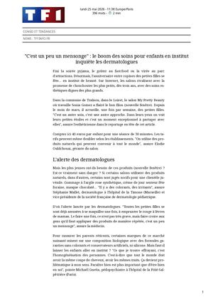Tf1info Fr C'est Un Peu Un Mensonge _ Le Boom Des Soins Pour Enfants En Institut Inquiète Les Dermatologues 25052026