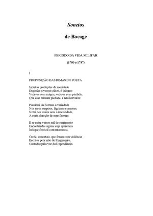 Bocage Sonetos