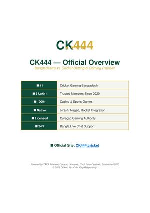 Ck444 Official Overview Bangladesh 2026