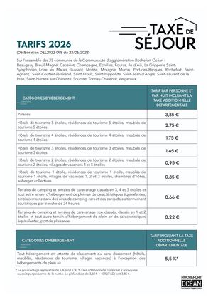 Taxe de séjour 2026 2026