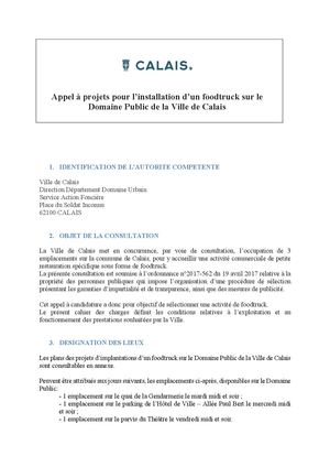 Calais Appel à Projets Footruck